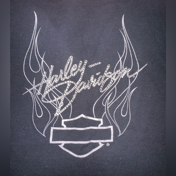 Harley Davidson Hooded Long Sleeve Buttoned V-Neck - Picture 10 of 10